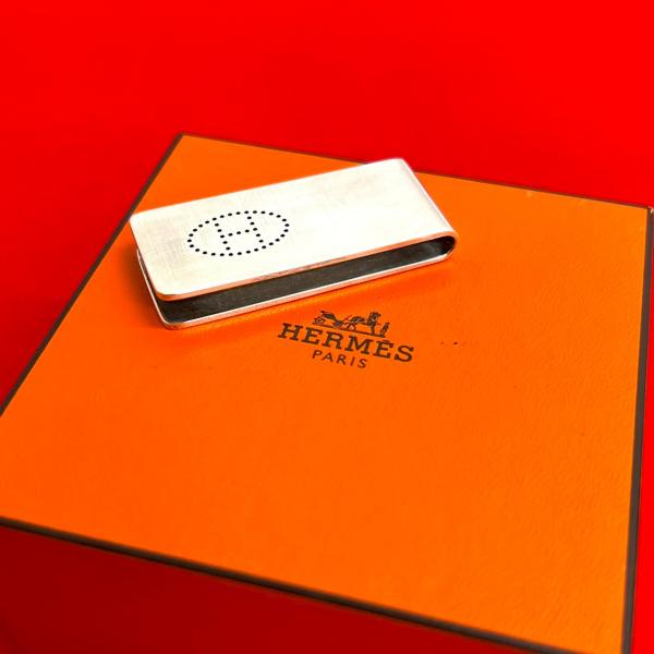 美品 HERMES エルメス マネークリップ シルバー925 エヴリン 箱付き brandeal_0425g1422