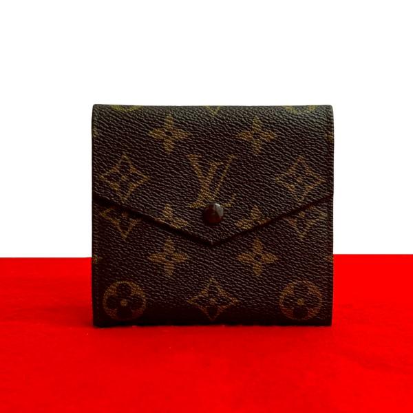 ルイヴィトン モノグラム 三つ折り財布 ポルトモネビエカルトクレディ ブラウン LOUIS VUITTON（ルイ・ヴィトン） 極 美品 ポルト モネ ビエカルディ