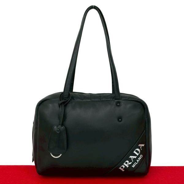 PRADA（プラダ） 極 美品 希少品 ロゴ レザー 本革 トートバッグ セミ