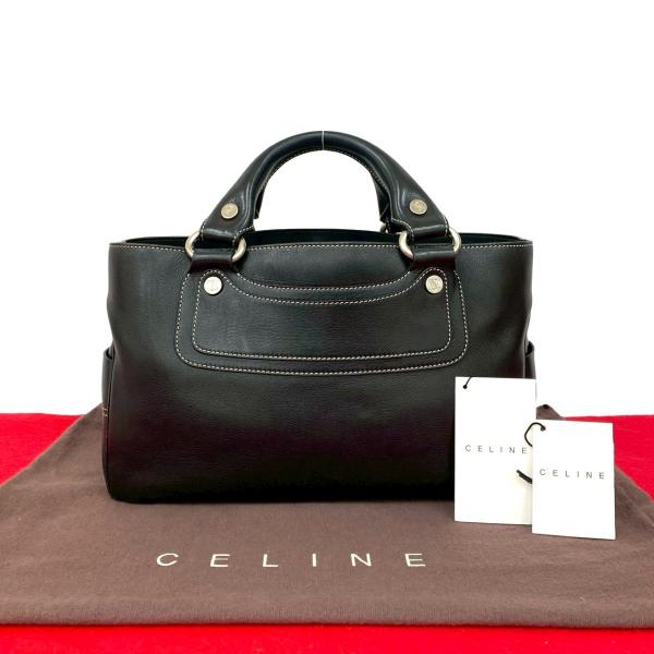 極美品● セリーヌ ハンドバッグ ブギーバッグ トリオンフ 金具 ブラック CELINE（セリーヌ） 極 美品 保存袋付 ブギーバッグ トリオンフ ロゴ