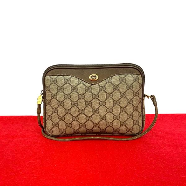 極美品　GUCCI オールドグッチ　ショルダーバッグ　PVC レザー　ブラウン GUCCI（グッチ） 極 美品 希少品 オールドグッチ GG ロゴ 柄 金具