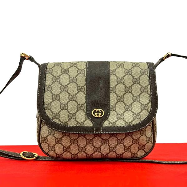 極 美品 希少品 GUCCI グッチ オールドグッチ GG ロゴ 柄 金具 レザー 本革 ミニ ショルダーバッグ ポシェット ブラウン 茶 56941 GUCCI（グッチ） 極 美品 希少品 オールドグッチ GG ロゴ 柄 金具