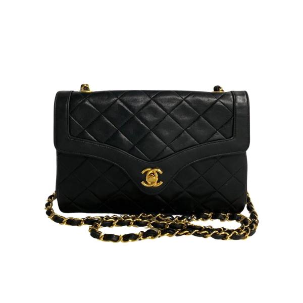 極 美品 シール有 1番台 CHANEL シャネル マトラッセ ココマーク ラムスキン レザー 本革 チェーン ミニ ショルダーバッグ ブラック 65660 linkvintage_752i752-32164