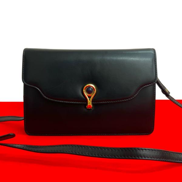 極 美品 GUCCI グッチ オールドグッチ ヴィンテージ カーフ レザー 本革 ミニ ショルダーバッグ ポシェット サコッシュ ネイビー 12273 GUCCI（グッチ） 極 美品 オールドグッチ ヴィンテージ カーフ レザー