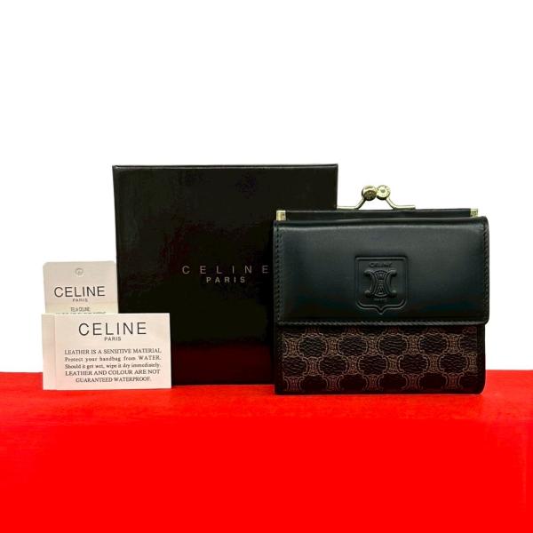 セリーヌ 三つ折り財布 Cマカダム ブラゾン トリオンフ キャンバス レザー CELINE（セリーヌ） 未使用保管品 箱付き マカダム ブラゾン