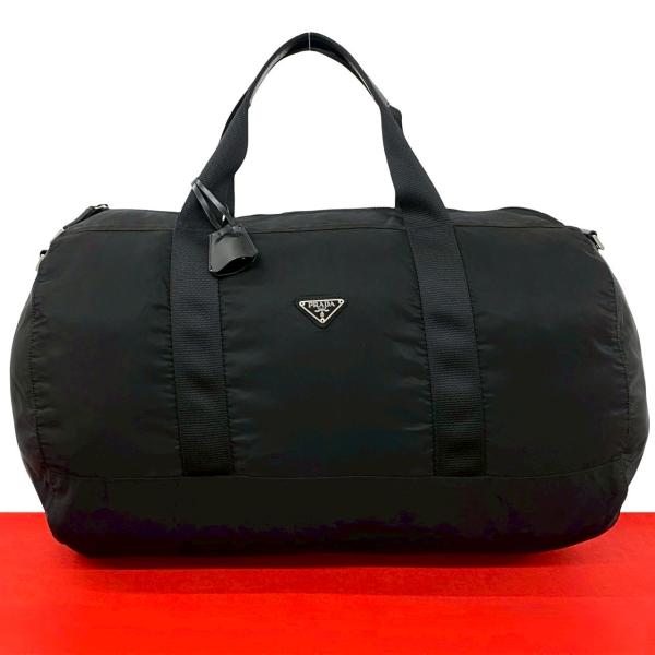PRADA（プラダ） 極 美品 三角ロゴ 金具 ナイロン レザー ボストン