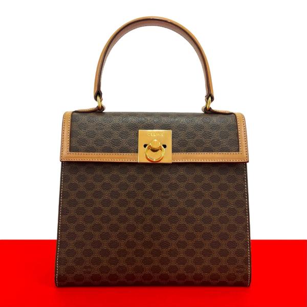 【美品】ヴィンテージ ハンドバッグ マカダム柄/CELINE セリーヌ CELINE（セリーヌ） 極 美品 ヴィンテージ マカダム 柄 ロゴ リング