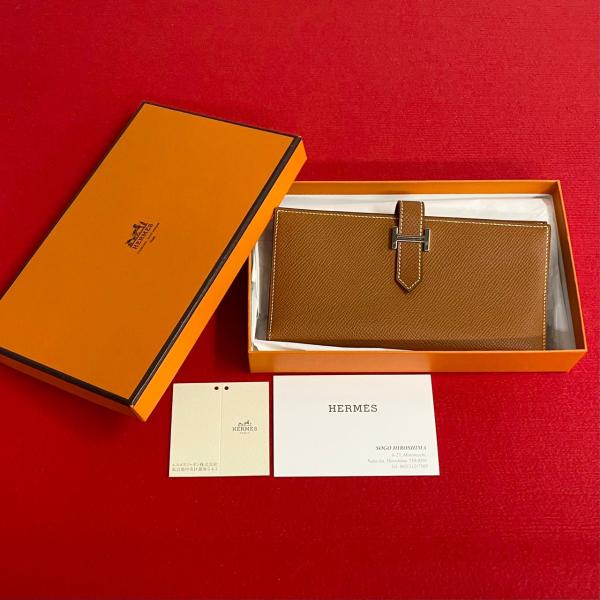 エルメス　ベアンスフレ　ヴォーエプソン□J刻印　財布 HERMES（エルメス） 極 美品 箱付 希少品 D刻印 べアンスフレ ロゴ