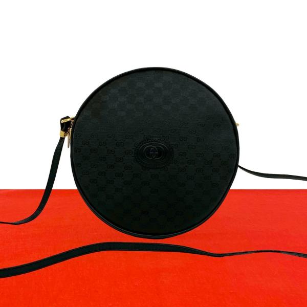 Gucci ビンテージレザーショルダーバッグ ポシェット ブラック GUCCI（グッチ） 極 美品 オールドグッチ ヴィンテージ マイクロGG