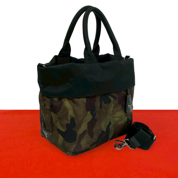 PRADA（プラダ） 極 美品 カモフラージュ 三角ロゴ 金具 ナイロン 2way