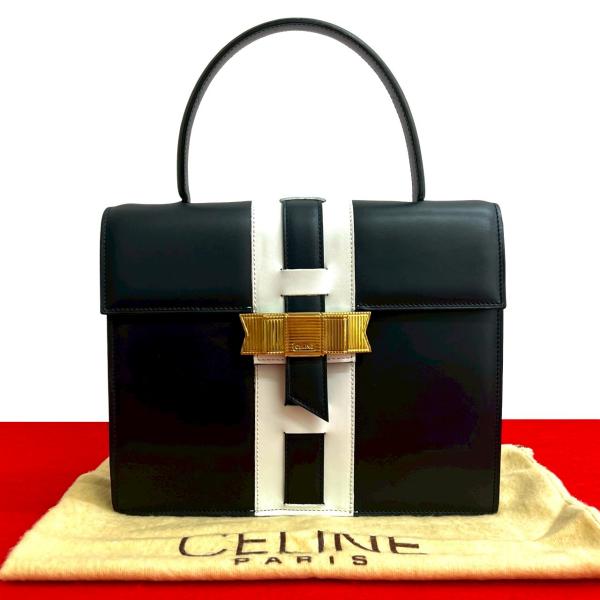 CELINE（セリーヌ） 極 美品 袋付 ヴィンテージ ロゴ リボン 金具