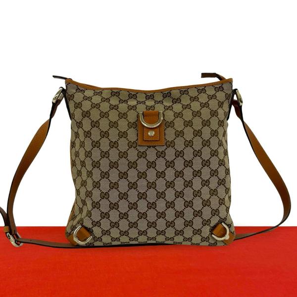 GUCCI（グッチ） 極 美品 GG ロゴ 金具 キャンバス レザー 本革 セミ