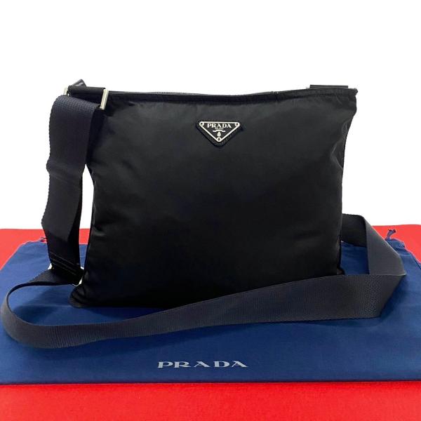 PRADA 極 美品 希少品 プラダ 三角ロゴ 金具 ナイロン レザー 本革
