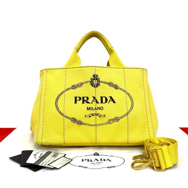 PRADA（プラダ） 極 美品 袋付き カナパ 2way ロゴ キャンバス
