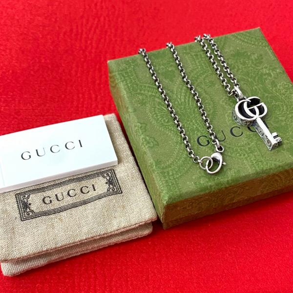 GUCCI 極 美品 箱 袋付き グッチ アラベスク ダブルG キーネックレス