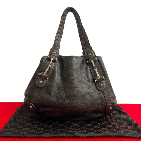 【美品】GUCCI グッチ GGキャンバス ホースビット トートバッグ ロゴ金具 GUCCI（グッチ） 極 美品 袋付 グッチシマ ホースビット 金具 レザー