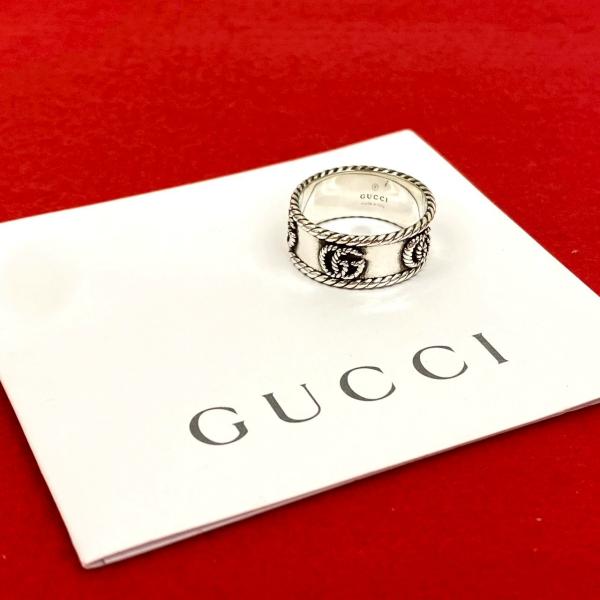 GUCCI グッチ Gモチーフ シルバー925 リング 12号 ヴィンテージ GUCCI グッチ ロゴ リング SV925 シルバー 12号 指輪 - 中古