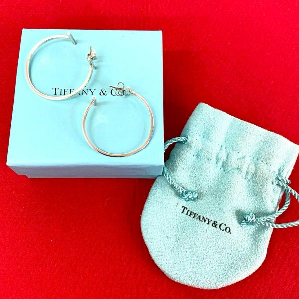 TIFFANY&Co.（ティファニー） 極 美品 袋付き Tワイヤー フープ ピアス
