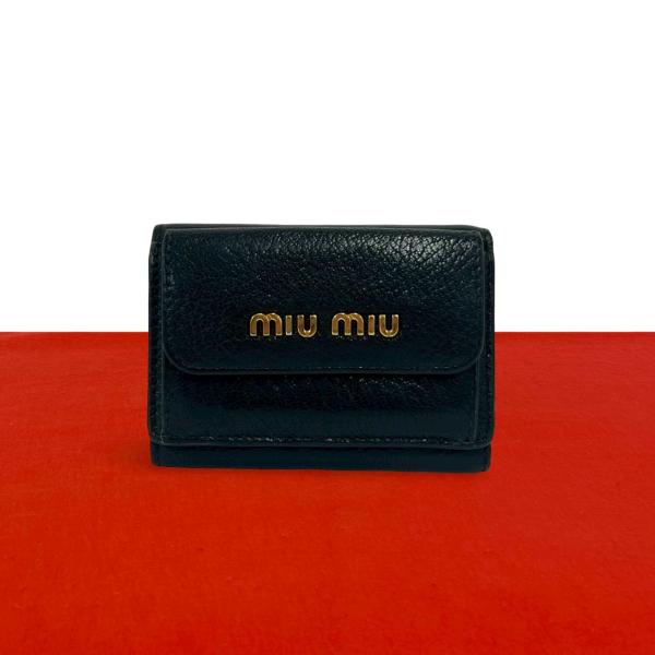 【美品】ミュウミュウ マドラス 三つ折り財布 ピンク ゴールド金具 レザー 本革 linkvintage_7svl-wz678972