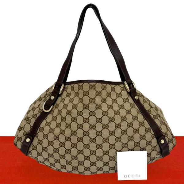 GUCCI（グッチ） 極 美品 アビー GG キャンバス レザー 本革 トート