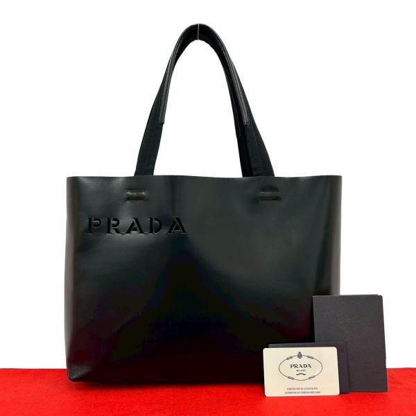 PRADA（プラダ） 極 美品 パンチング ロゴ 型抜き レザー 本革 トート