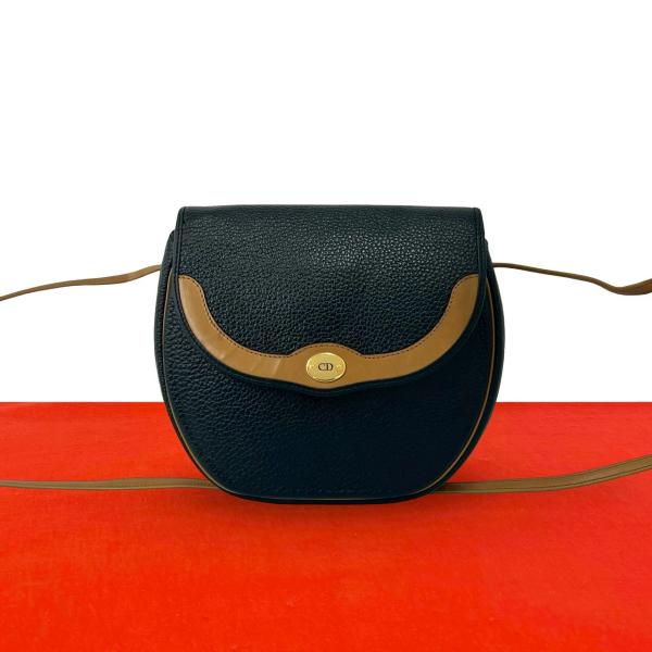 【美品】Vintage Dior ショルダーバッグ ポシェット CD レザー 極 美品 Christian Dior ディオール ヴィンテージ CD ロゴ金具 レザー