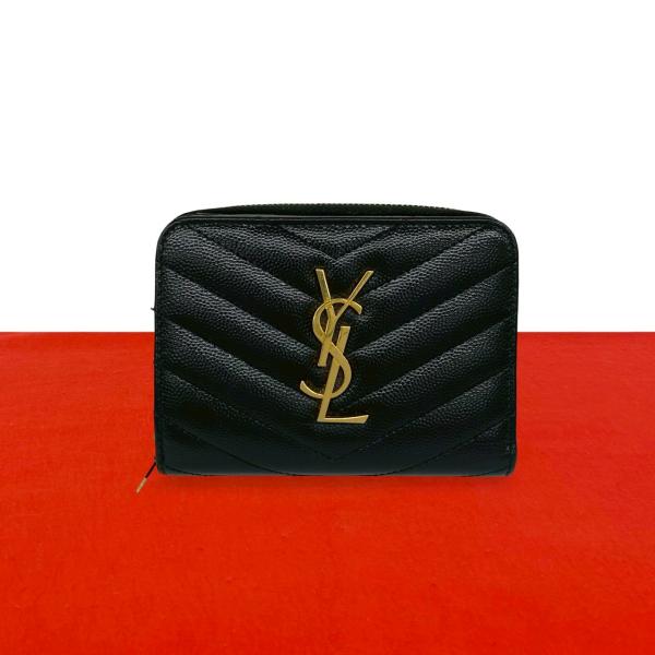 サンローラン 長財布 カサンドラ 二つ折り フラップ ゴールド金具 ブラック Yves Saint Laurent（イヴ・サンローラン） 極 美品 YSL カサンドラ