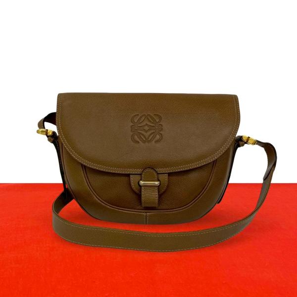 LOEWE（ロエベ） 極 美品 ヴィンテージ アナグラム ロゴ レザー 本革