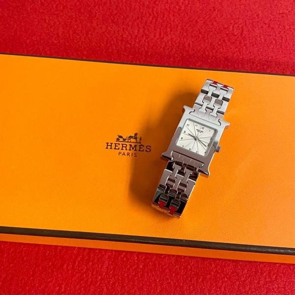 HERMES ほぼ未使用 希少品 エルメス Hウォッチ クォーツ ステンレス