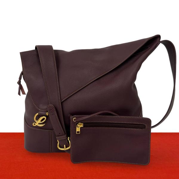 ロエベ アントン ショルダーバッグ レザー 黒 ゴールド金具 ポーチ付き 真贋済 LOEWE（ロエベ） 極 美品 希少品 ポーチ付き ヴィンテージ アントン
