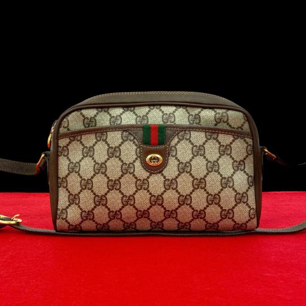 極 美品 オールドグッチ シェリーライン レザー ハンドバッグ ブラウン GUCCI 極 美品 グッチ オールドグッチ ヴィンテージ シェリー