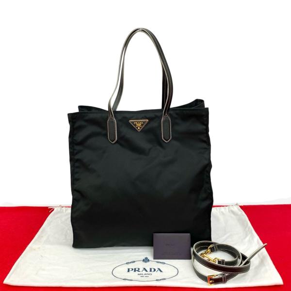 PRADA ほぼ未使用 プラダ 三角ロゴ 金具 ナイロン サフィアーノ