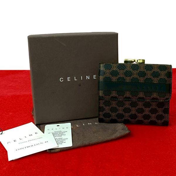 未使用保管　美品　CELINE　セリーヌ　ロゴ　がま口　コインケース　オールド CELINE 未使用保管品 箱 袋付 セリーヌ ロゴ マカダム ブラゾン