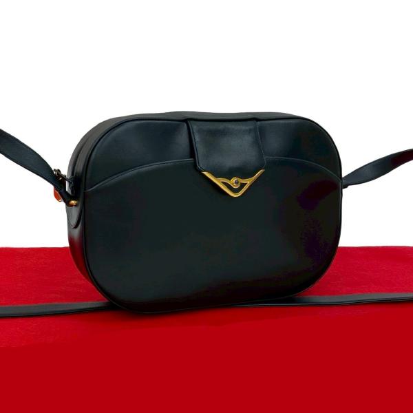 極 美品 CARTIER カルティエ ヴィンテージ サファイアライン レザー 本革 ショルダーバッグ ポシェット サコッシュ ネイビー 38435 Cartier（カルティエ） 極 美品 ヴィンテージ サファイアライン レザー