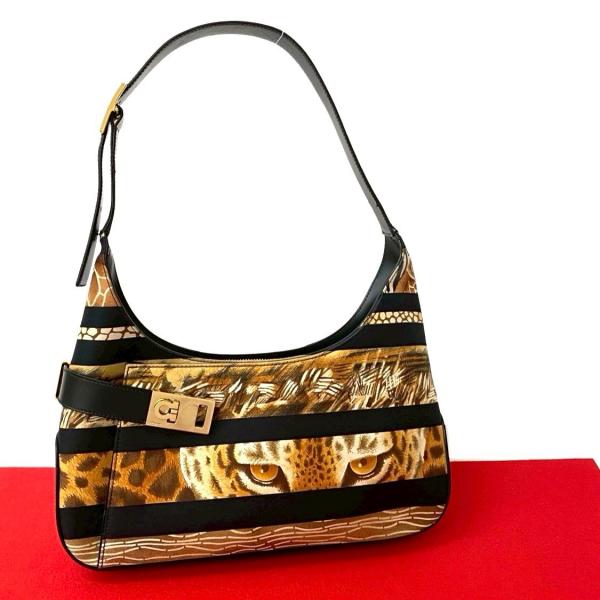 極 美品 Salvatore Ferragamo フェラガモ ガンチーニ 金具 アニマル