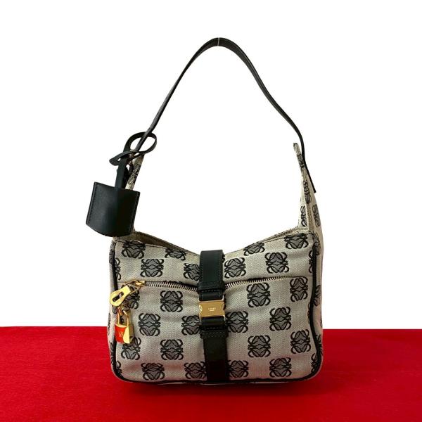 極美品 LOEWE ロエベ アナグラム ロゴレザー 本革 ワンショルダーバッグ LOEWE（ロエベ） 極 美品 アナグラム ロゴ 総柄 レザー 本革