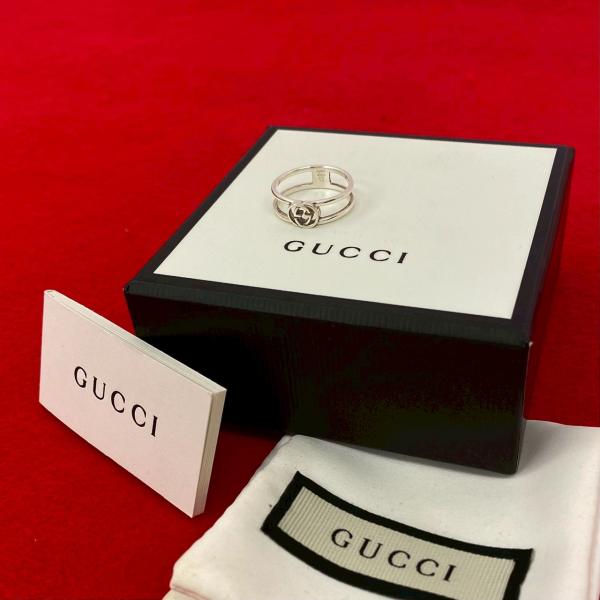 ​【美品】GUCCI グッチ インターロッキング リング シルバー 12号 GUCCI（グッチ） 極 美品 箱 袋付 インターロッキング G シルバー925