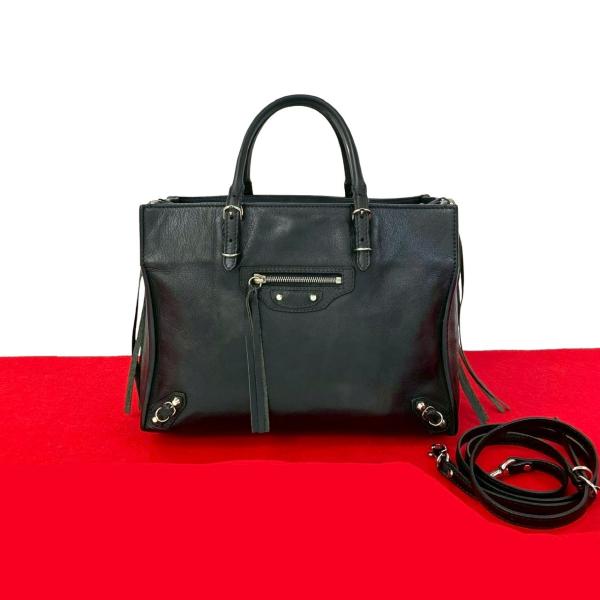 BALENCIAGA 極 美品 バレンシアガ ペーパー ミニ レザー 本革
