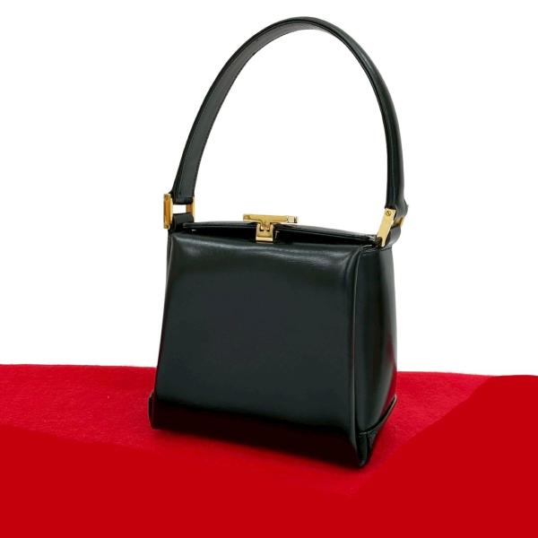 GUCCI　グッチ　ミニハンドバッグ スエードレザー 黒 ロゴ　ゴールド金具 GUCCI グッチ ミニハンドバッグ スエードレザー 黒 ロゴ