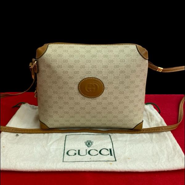 美品 GUCCI オールドグッチ マイクロ GG ショルダーバッグ ブラウン GUCCI 極 美品 袋付 グッチ オールドグッチ ヴィンテージ