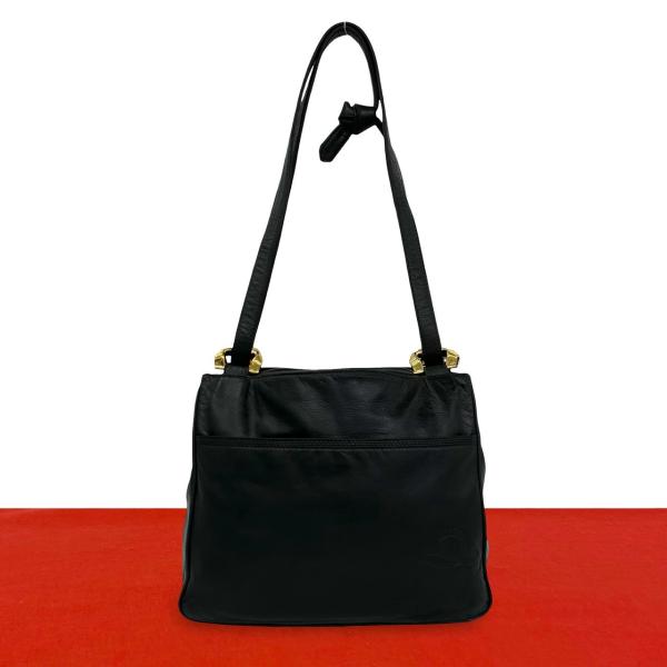 【極美品】ロエベ ショルダーバッグ ナッパレザー アナグラム ビンテージブラック LOEWE（ロエベ） 極 美品 ヴィンテージ アナグラム ロゴ ナッパ レザー