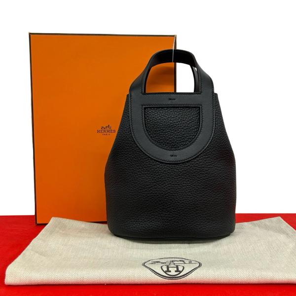 未使用保管品 箱 袋付き B 刻印 HERMES エルメス インザループ 18 トリヨンクレマンス ヴォースイフト ハンドバッグ ブラック 60220