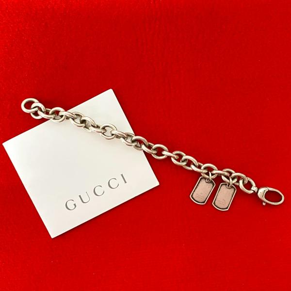 GUCCI（グッチ） 極 美品 ダブルドッグタグ ブレスレット シルバー925
