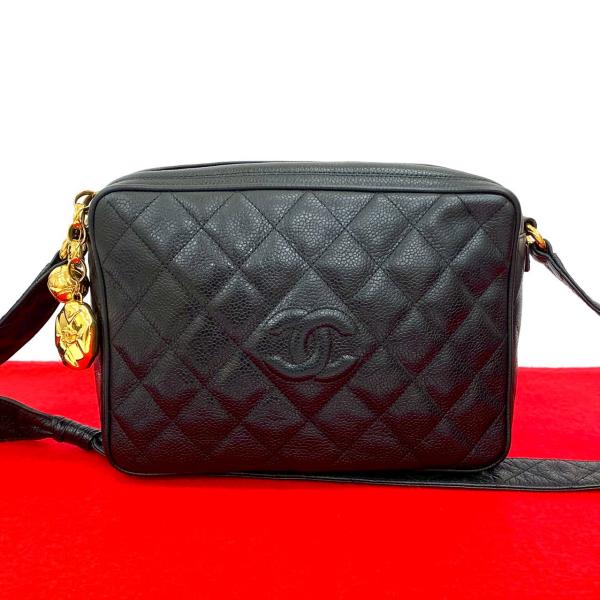 極 美品 箱付 シール有 1番台 CHANEL シャネル マトラッセ ココマーク ラムスキン レザー 本革 チェーン ショルダーバッグ ブラック  35002 CHANEL（シャネル） 極 美品 シール有 2番台 マトラッセ ココマーク