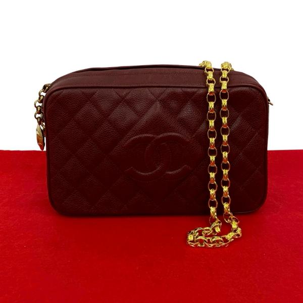 美品 シャネル マトラッセ キャビアスキン チェーンショルダーバッグ シール有 CHANEL（シャネル） 極 美品 シール有 3番台 マトラッセ ココマーク