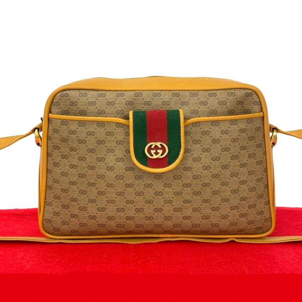 ヴィンテージ GUCCI バッグ GUCCI 極 美品 グッチ オールドグッチ ヴィンテージ シェリー