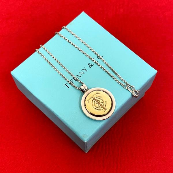 【Neco】【ティファニー】シルバーの円形ペンダント(大のみ) TIFFANY&Co.（ティファニー） 極 美品 コイン ネックレス 旧ロゴ 刻印