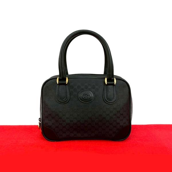 【本革希少モデル】GUCCI オールドグッチ ボストンバッグ ブラック 大容量 GUCCI（グッチ） 極 美品 希少品 オールドグッチ マイクロGG ロゴ 柄