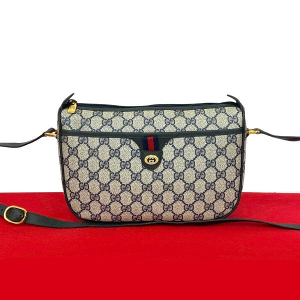 ヴィンテージ☆グッチ☆オールド☆ボストンバッグ☆シェリーライン☆GG柄☆ネイビー GUCCI グッチ シェリーライン GG柄 ボストンバッグ