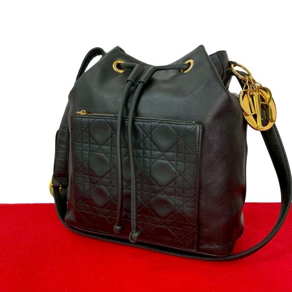 極 美品 Christian Dior ディオール カナージュ ステッチ ロゴ金具